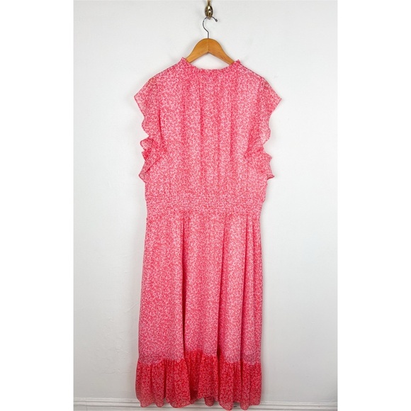 Draper James Pink Floral Ruffle Midi Dress Sz 3X - Picture 4 of 11